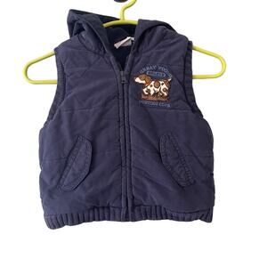 Sonoma Boys 12 month Winter Zip Up Vest Puffer Blue Hooded Dog